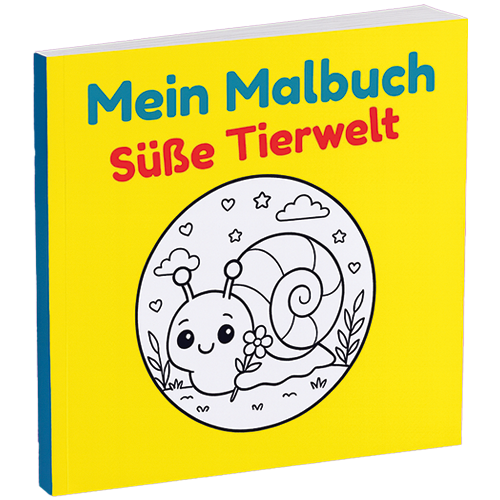 Ein Malbuch mit dem Titel "Süße Tierwelt" und einer niedlichen Schnecke auf dem Cover.